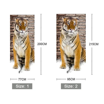 2vnt/Komplektas 3D Tigras Durų Lipdukas Sienos Lipdukai 