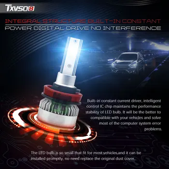 2vnt/komplektas Super Šviesus H7 LED Žibintų H11 LED 9005 9006 9012 H1 6000K Balta šviesa Automobilių Vairavimo Lemputės automobilių accessries