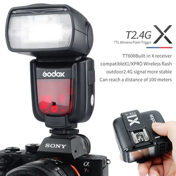 2x Godox TT600 2.4 G Belaidžio ryšio Fotoaparatą Mirksi Speedlites Su X1T Siųstuvas Gaidukas 