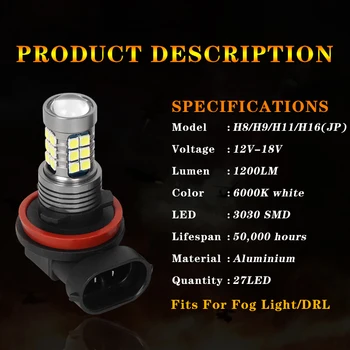 2X H8, H11 9006 HB4 LED Rūko Lemputės Auto Automobilio Vairuotojo Lempos Drl LED Lempučių BMW X1 X3 X4 X5 E70 