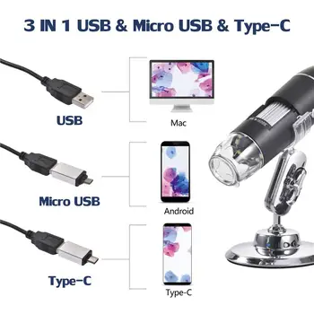 3 1. Skaitmeninio Mikroskopo 1600X Nešiojamas USB Sąsaja Du Adapteriai palaiko 