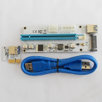 3 1. VER008S PCI-E Riser Card 6pin SATA 4pin Stove 60cm pcie 1x iki 16x PCI Express Lizdas Antminer Bitcoin BTC Miner Kasyba