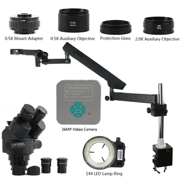 3.5 X-90X Lituoti SMD didinamasis stiklas Išsakant Rankos Ramstis, Apkabos, Trinokulinis Stereo Mikroskopas 36MP 4K HDMI USB Microscopio Fotoaparatas