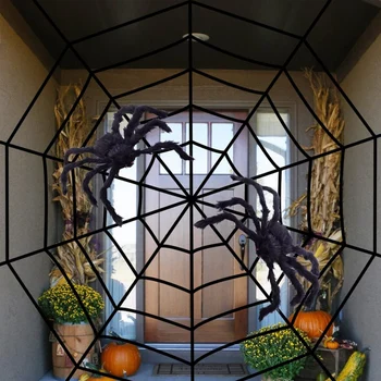 3 Gabalus 5 Pėdų Juoda Spiderweb Didelis voratinklyje Helovinas Voratinklis Dekoro Festivalis Namo Lauko Apdaila