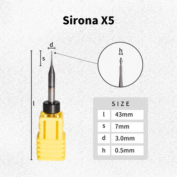 3 gabalus Sirona X5 frezavimo burs padengtas dantų Karbido Frezavimo Burs dantų CAD CAM