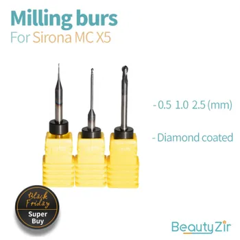 3 gabalus Sirona X5 frezavimo burs padengtas dantų Karbido Frezavimo Burs dantų CAD CAM