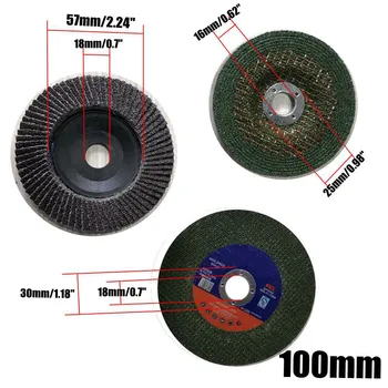 3 in 1 100mm/125mm Šlifavimo Diskas + Žaliuzės Varantys + Gabaliuką galandimo, Šlifavimo Rato Volframo Plieno Frezavimo Įrankis Metalo Karbido