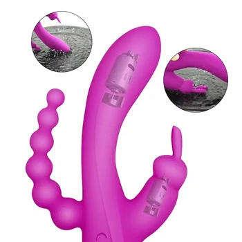 3 in 1 G-Spot Triušis Analinis Dildo Vibratorius Suaugusiųjų Sekso Žaislai su 10 Vibravimo Režimai, skirti Moterų Įkrovimo Klitorio Makšties Stimulato