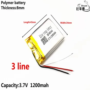 3 linija Litro energijos baterija 3,7 V ličio baterija anksti 803443 1200mAh priekinis žibintas GPS navigatorius bendrojo polimero baterijos