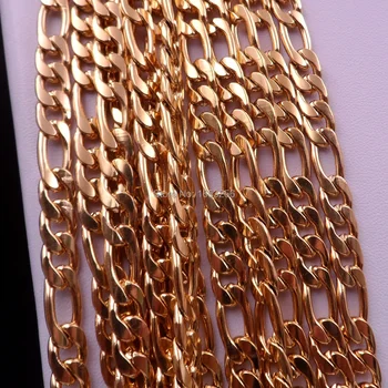 3 Metrų URMU 7mm pločio Aukso Nerūdijančio Plieno Mados Figaro NK Pažaboti Nuorodą Grandinės Juvelyrikos Rasti /Žymėjimo Grandinės Karoliai 