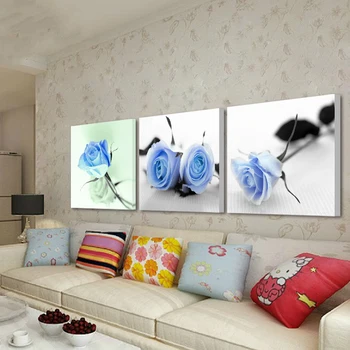 3 Plokštės Drobės šiuolaikinės Tapybos ant sienos Nuotrauka Gyvenamasis kambarys ir miegamasis meno dekoratyvinis nuotraukos gėlių paveikslai, be Rėmelio