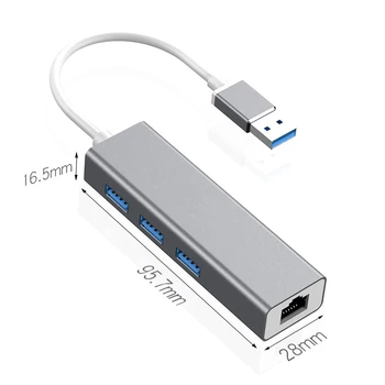 3 Prievadai USB 3.0 Gigabit Ethernet Lan Rj45 Tinklo Adapteris Hub Plitter Aliuminio USB Hub Adapteris Dock For MacBook Pro Priedai