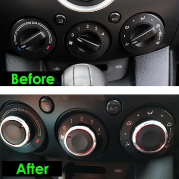 3 Vnt./Nustatyti Mazda 2 Oro Kondicionavimo Rankenėlę M2 Aliuminio Lydinio, Oro Kondicionavimo Sistema Mygtukas Mygtukas Automobilių Optikos Reikmenys