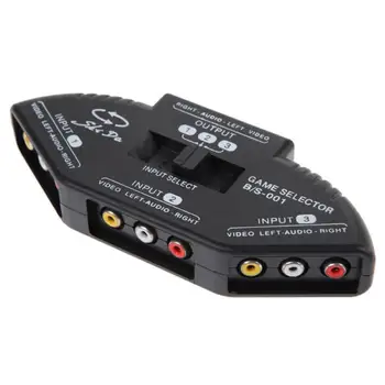 3-Way Audio Video AV RCA Splitter Juoda Selektorių Perjunkite Lauke Splitter su/3 RCA Kabelis Component Jungiklis