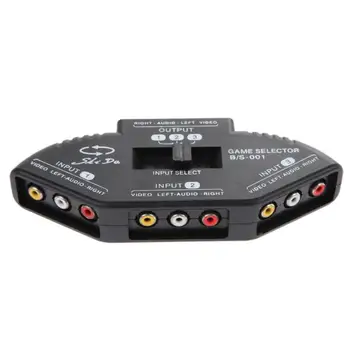 3-Way Audio Video AV RCA Splitter Juoda Selektorių Perjunkite Lauke Splitter su/3 RCA Kabelis Component Jungiklis