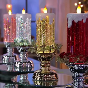 30# Įkrovimo Spalva Elektroninių LED Vandeniui Žvakė Su Blizgučiai LED Spalva Keičiasi Vandens Žvakė Hogard 300Ml Navidad