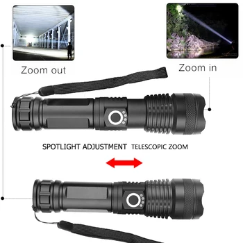 30000 liumenų xhp50 labiausiai galingas žibintuvėlis usb Zoomable LED žibintuvėlis xhp50 18650 akumuliatorius medžioklės Kempingas, Lauko