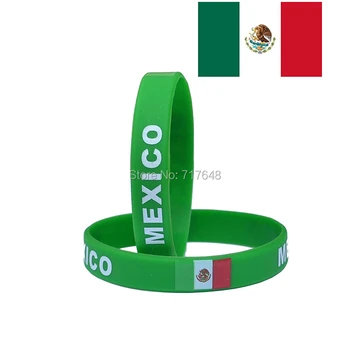 300PCS vėliavos Meksika Tamsiai žalia apyrankė silikoninės apyrankės, nemokamas pristatymas pagal 