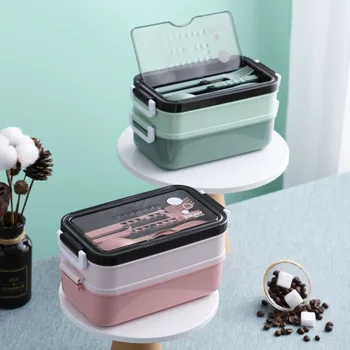 304 Nerūdijančio Plieno, Nešiojamų Priešpiečių Dėžutė Multi-layer Skyriaus Bento Box Virtuvės Sandarus Maisto Saugojimo Konteineris