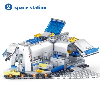 305PCS 3in1 Kosminės Stoties Plokštumos Patikra Transporto priemonės Astronautas Duomenys Blokai Suderinama Miesto Žaislai Vaikams