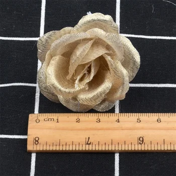 30pcs 4cm Šilko Aukso Dirbtinių Rožių Žiedų Galvučių Dekoratyvinės Gėlės, Vestuvių Namo Šalis Dekoro Mini 