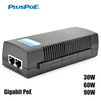 30W 60W 90W Gigabit PoE++ Purkštuvas Adapteris Midspan IEEE 802.3 bt/ne /af, 10/100/1000Mbps RJ45, 48V-55V Ethernet PoE Maitinimo šaltinis
