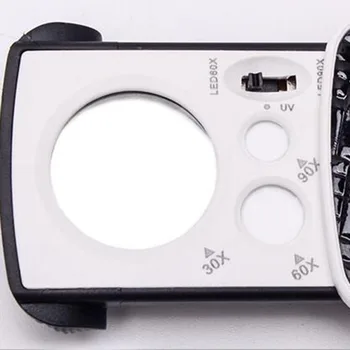 30X 60X 90X Didinamojo stiklo Papuošalai LED Šviesos Akis Loupe didinamasis stiklas Laikrodžių Laikrodžių Taisymo Įrankis Deimantų Papuošalai Linijos Remonto Magnifiers