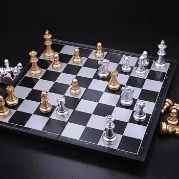 32 Auksas, Sidabras Šachmatų Magnetine Lenta Žaidimas Šachmatais Pav Rinkiniai Szachy Tikrintuvas Viduramžių Šachmatų Rinkinį Su Aukštos Kokybės Šachmatų Lenta