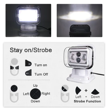 360 laipsnių Nuotolinio Valdymo 60W Jūrų LED Spot Light 4x4 Žibintai 12/24v 7 Colių Led paieška šviesos ne Kelių Transporto priemonių