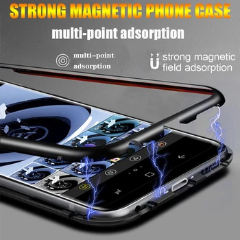 360 Metalo Magnetinių Adsorbcijos Atveju, Samsung Galaxy S20 FE 20 Pastaba Ultra A41 A51 A71 M31 M51 A11 M11 Dvipusis Stiklo danga