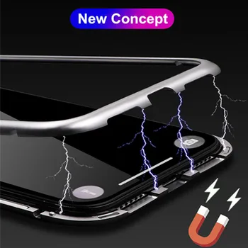 360 Visas Magnetinio Adsorbcijos atsparus smūgiams Atveju iPhone 12 11 Pro XS MAX 8 7 6Plus SE 2020 Grūdinto Stiklo Atgal Padengti Atveju Magnetas