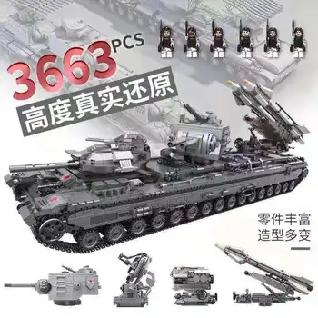 3663PCS Pagrindinis Tankas Modelio Blokai Tumblr įrangos pardavimas, biuro įrangos Karinės Suderinama WW2 Armijos Kareivis Žaislas Plytų Dovana Vaikams