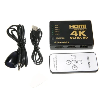 3D 1080p 5 Uostą 4K*2K; HDMI Jungiklis Switcher Selektorių Splitter Centru iR Nuotolinio HDTV LCD Monitorius, DVD Grotuvai, Vedio Projektorius