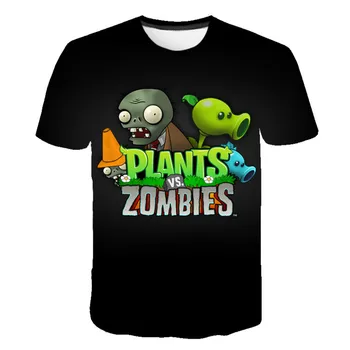 3D augalai, zombie berniukas ir mergaitė anime T-shirt vaikams, cartoon spausdinti asmeninį madų vaikų vasaros marškinėliai drabužių