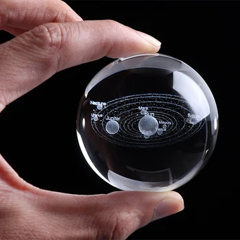 3D Crystal ball naktį šviesa Saulės Sistemą Miniatiūriniai Planetų Modelis Srityje Stiklo Pasaulyje Ornamentu Namų Dekoro Dovana Astrophile