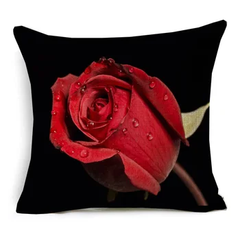 3D Efektas Raudona Rožė Pagalvėlė Padengti Gražus Švieži Rožių Gėlių Pagalvėlė Apima Namų Sofos, Dekoratyvinis Smėlio Skalbiniai, Pagalvės užvalkalą