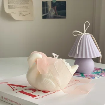 3D Elegantiška Swan Formos Žvakė Pelėsių Kūrybos Gyvūnų Baltoji Gulbė Silikono, Vaško Liejimo Rankų darbo Muilas Gipso Formų