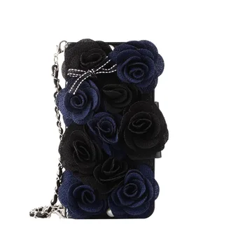 3D Elegantiškas Juodos Rožės Gėlių Odos Rankinės Apversti Piniginės Atveju iPhone, 12 mini Pro 11 Max Xs Max X 8 7 6 6s Plius Padengti