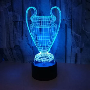 3D Futbolo Taurės Trofėjus Lempa 7 Spalvų Keitimas 3D LED Nakties Šviesos Kontaktinę Mygtuką USB Kūdikio Miegamojo Miego Luminaria Šviesos