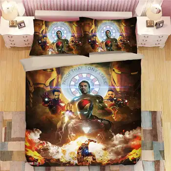 3D Herojus Geležinis Žmogus paklodės karalius dydžio patalynės komplektas vaikams antklodė antklodžių užvalkalus Coverlets twin Vaikų miegamojo puošmena 3 vnt
