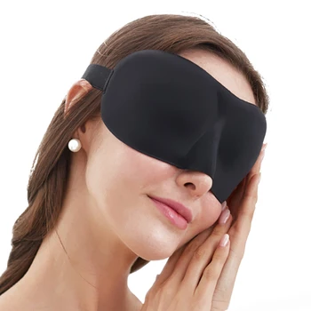 3D juoda miego veido kaukė užrištomis akimis miega pagalbos minkštas patogus akių danga pleistrą moterys vyrai kelionių poilsio tvarstis į akis miego