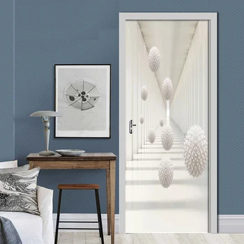 3D Kūrybos Balta Stereo Srityje Šiuolaikinio Gyvenimo Kambario Studijų Miegamojo Duris Dekoro Lipduko Sienos Popieriaus Freskos PVC lipnios 3D Lipdukai