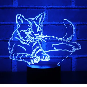 3D LED Nakties Šviesos Prestige Įspėjimo Katė su 7 Spalvų Šviesos Namų Puošybai Lempos Nuostabi Vizualizacijos Optinė Iliuzija