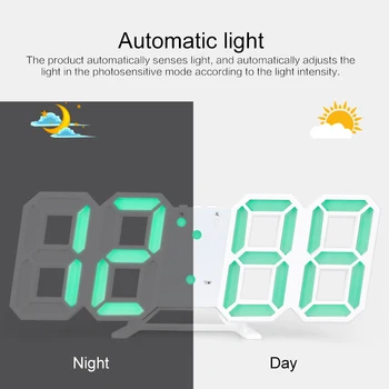3D LED Skaitmeninis Laikrodis Atidėti Miegamasis Stalas žadintuvai Kabo Sieninis Laikrodis Kalendorius Termometras Namų Dekoro Dovana