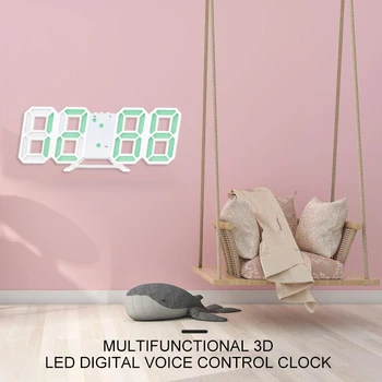 3D LED Skaitmeninis Laikrodis Atidėti Miegamasis Stalas žadintuvai Kabo Sieninis Laikrodis Kalendorius Termometras Namų Dekoro Dovana