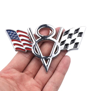 3D Metalo V8 Emblema Amerikos Vokietijos Vėliavą, Ženklelį Universaliųjų Automobilių Kėbulo Galinė Bagažinė Apdaila Lipdukas Pusės Sparno Lipdukas Priedai