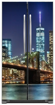 3D niujorko Tiltas Didmeninė Meno SelfAdhesive Šaldytuvas Lipdukas Šaldytuvas Durų Padengti Tapetai 60x150cm 60x180cm 100x180cm