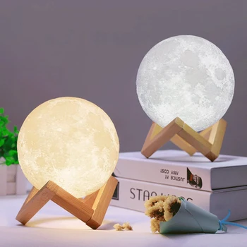 3D Spausdinimo Lempa Mėnulis Miegamojo Spinta Naktį Šviesos Kūrybos Dovanos Įkrovimo Mėnulio Lempa 2 16 Spalvų Kaita 3D Light Touch Jungiklis