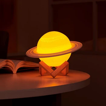 3D Spausdinimo Saturnas Lempa USB Lentelė Šviesos Rutulys, Rutulio Formos naktinė lempa Su Nuotolinio valdymo pultelis Miegamasis LED Šviesos Naktį