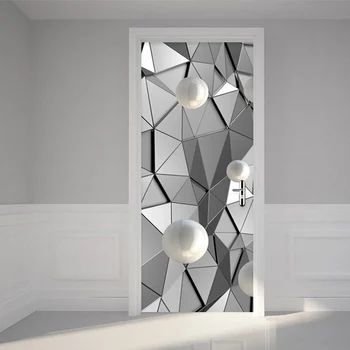 3D Stereo Rutulio Geometrija Imitacija, Metalo Durų Lipdukas Gyvenimo Kambario, Miegamasis Kūrybos 